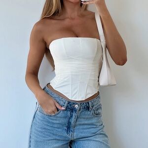Elegant White Strapless Corset Top